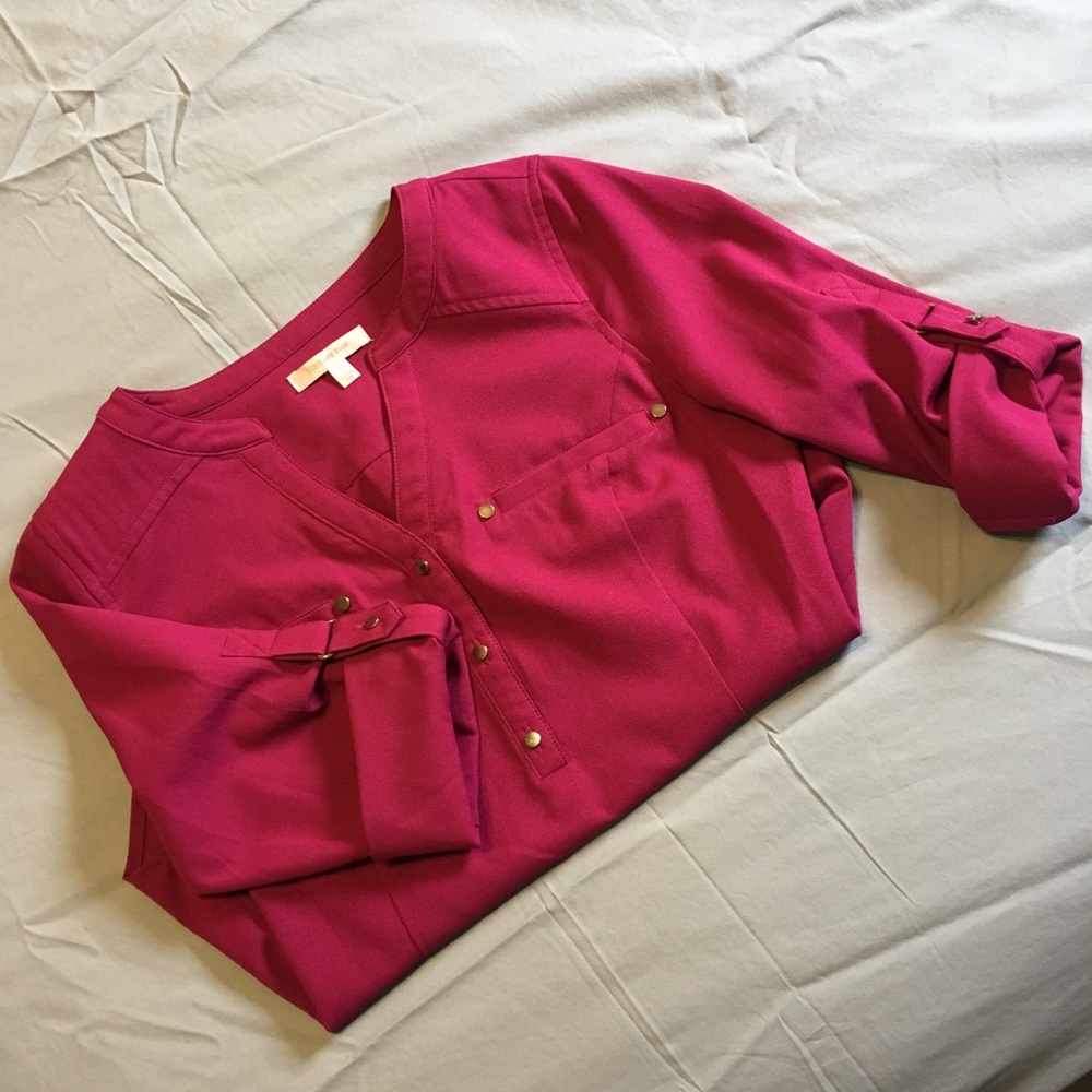 Skies Are Blue Pink Fitted Blouse